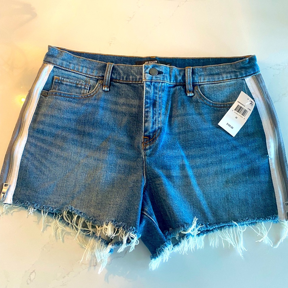 Hudson Side Zip Denim Shorts Size 30